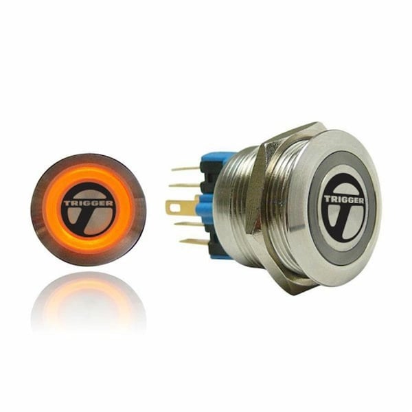 Autoloc Power Accessories 19mm Latching Billet Button with LED Orange Ring 511 - main